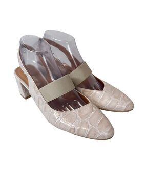 Gadea by Lodi Croc Embossed Slingback Block Heels Euro 41 Quiet Luxury